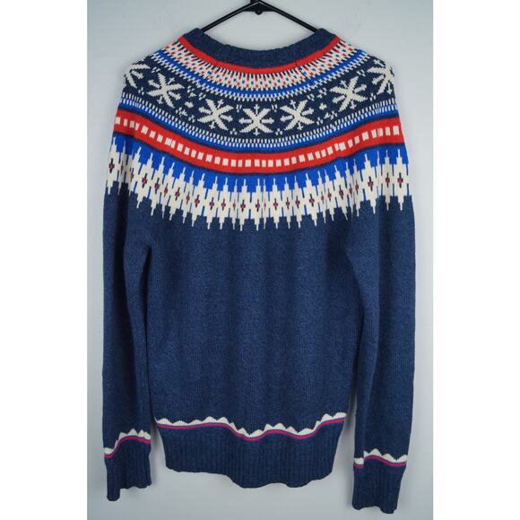 American Eagle Men's Fair Isle Sweater Cotton Wool Blend Christmas Crew Small - Picture 9 of 11
